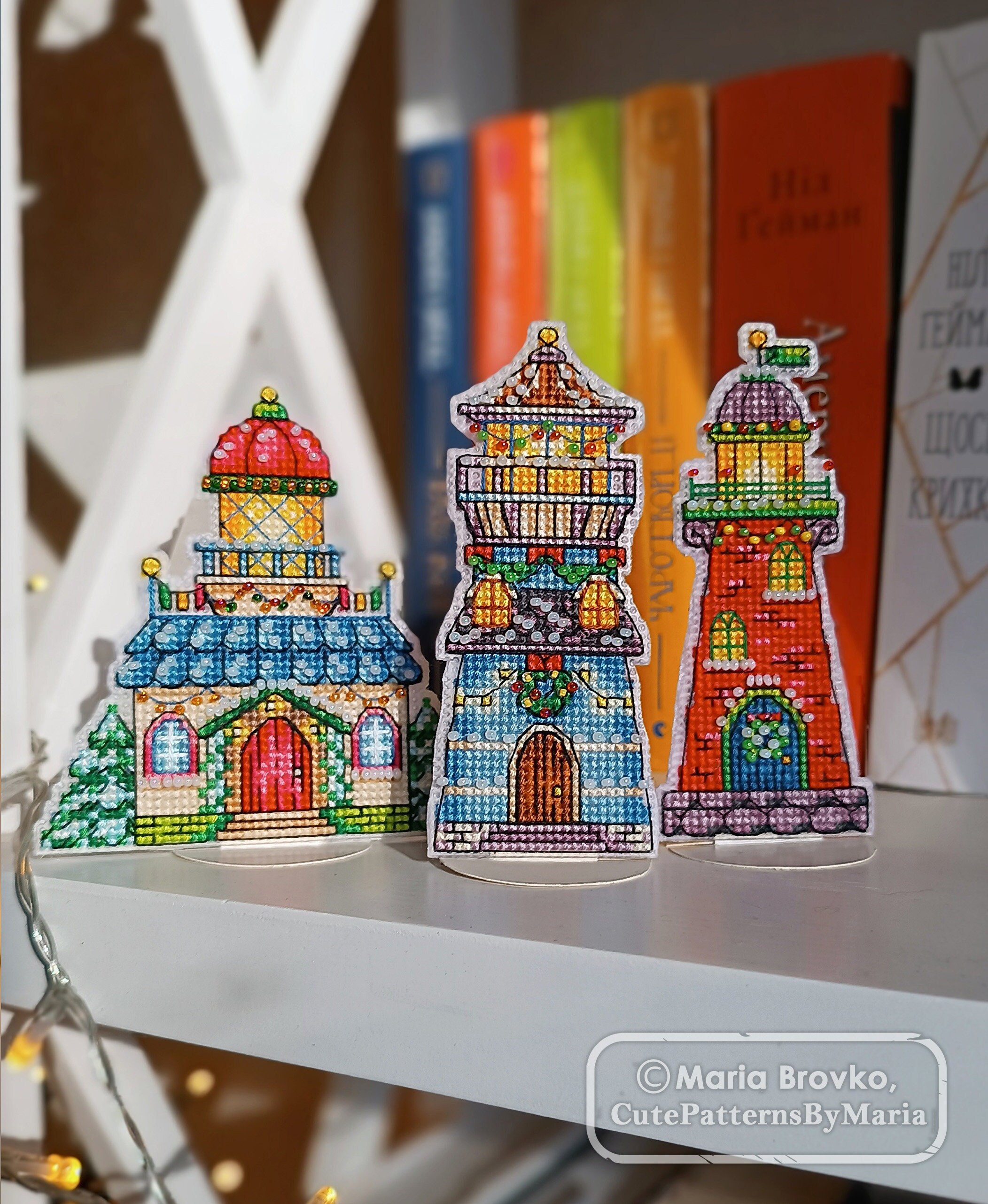 25% Cheaper as a Set - Christmas Lighthouses Cross Stitch Pattern ...
