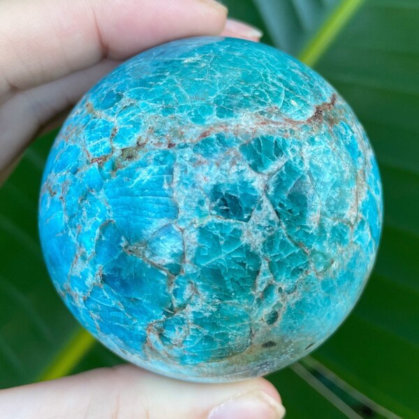 ESFERA APATITE AZUL • 60 mm • Geodo de esfera • Esfera de cristal • Cristales Reiki • Geodo de apatita • Bola de apatita • Cristal de apatita