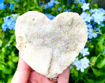 ANGEL AURA QUARTZ Heart • Crystal Heart • Druzy Heart • Heart Geode • Crystal Quartz Geode • Angel Aura Heart • Raw Crystals • Rainbow Heart
