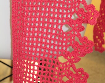 Schal lang, Koralle Rot, Damen Accessoire, gehäkelt, crocheted, Damenschal, 160 cm