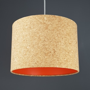 Handmade Lampshade Natural Cork Fabric *Choose From Our 16 Matt Coloured Inner Options* lightshade Yellow Pink Grey Orange Blue Gold