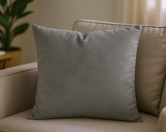 Grey Velvet Cushion Covers - Soft Matt Velvet , Size Choice Square and Lumbar Pillows