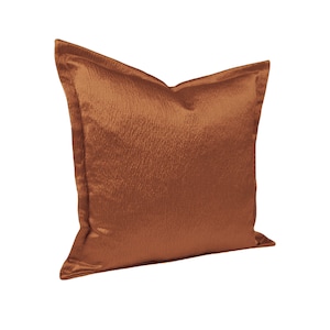 Copper Orange Cushion Covers- Flanged Antique Satin Textured - *Quantity Discounts* 16&quot;, 18&quot;, 22&quot;, & 18&quot; x 12&quot;, 20&quot; x 14&quot;