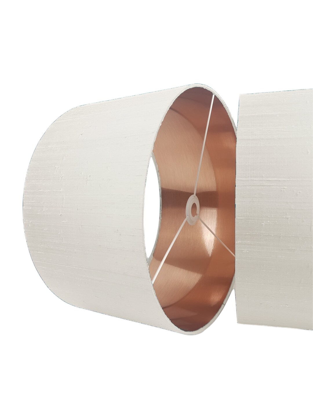 Ivory White Silk Lampshade - Drum Shade Neutral -* 6 Brushed