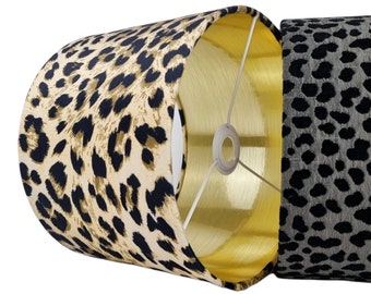 Leopard Velvet Fabric Lampshade - Luxurious Animal Print  Drum Shade* 6 Brushed linings* bronze, Copper, Champagne, Gold, Rose gold & Silver