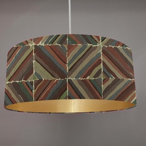 Vintage Kasak Fabric Lampshade -Liberty Collier Campbell - Muted *Choose 6 Inner* Brushed Copper, Gold, Silver or Champagne Metallic lining