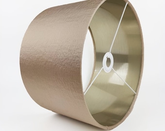 Elegant Taupe Antique Satin Fabric Lampshade * 6 Brushed linings* Brushed bronze, Copper, Champagne, Gold, Rose gold & Silver