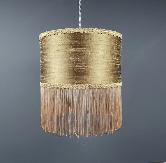 Abat Jour En Soie Doré 45 - Ameublement