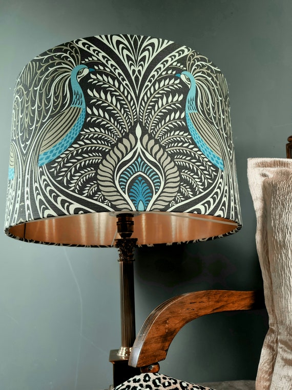 Peacock Art Nouveau Fabric Lampshade *6 Brushed Linings* Bronze Rose 