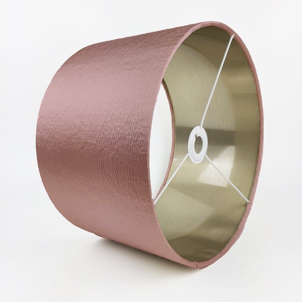 Dusty Rose Pink Lampshade -  Satin Silk Fabric * 6 Brushed linings* Brushed bronze, Copper, Champagne, Gold, Rose gold & Silver