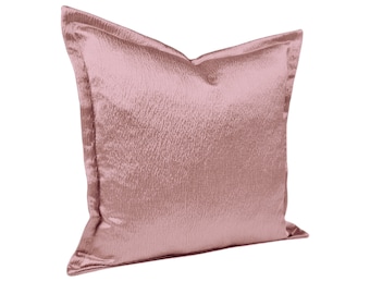 Dusty Rose Pink Cushion Covers - Flanged Antique Satin Textured - *Quantity Discounts* 16", 18", 22", & 18" x 12", 20" x 14"