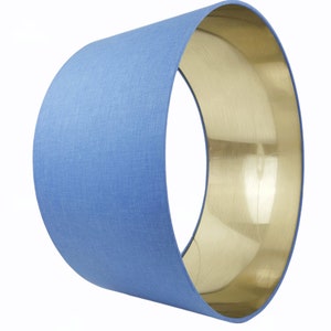 Denim Blue Fabric lampshade *Six Brushed Metallic linings* Copper, Champagne, Bronze, Silver, Rose Gold, white, gold