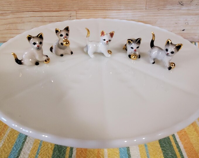 SET of 5 Vintage Kitten Figurines - Vintage Porcelain Cat Figurines ...