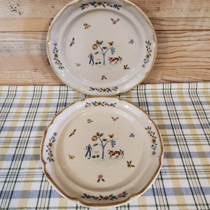 SET of 2 Heartland Salad Plates - Heartland Farmer Salad Plates - 7.75 Inch