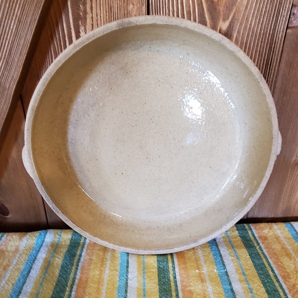 Vintage Stoneware Pie Dish - New Health Ware Yellow Ware Pie Pan