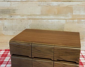 Large Vintage Faux Wood Cassette Tape Storage Box - holds 72 cassettes