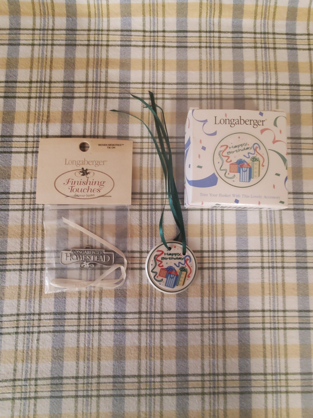 SET of 2 Longaberger Basket Tieons happy Birthday & Etsy