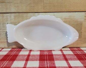 Glasbake Milk Glass Fish Dish