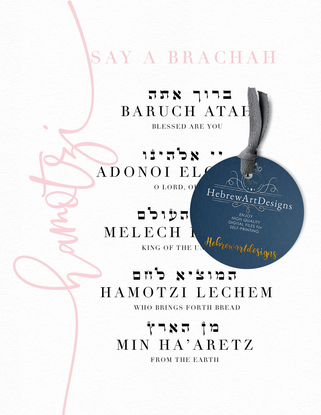 Hebrew Blessing Over Bread,blessing Over Vine,hamotzi,brachah,borei Pri ...