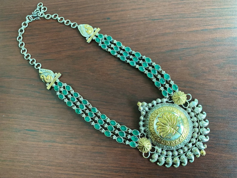 Oxidized Jewellery !! Indian jewelry! Oxidised silver and gold dual tone necklace