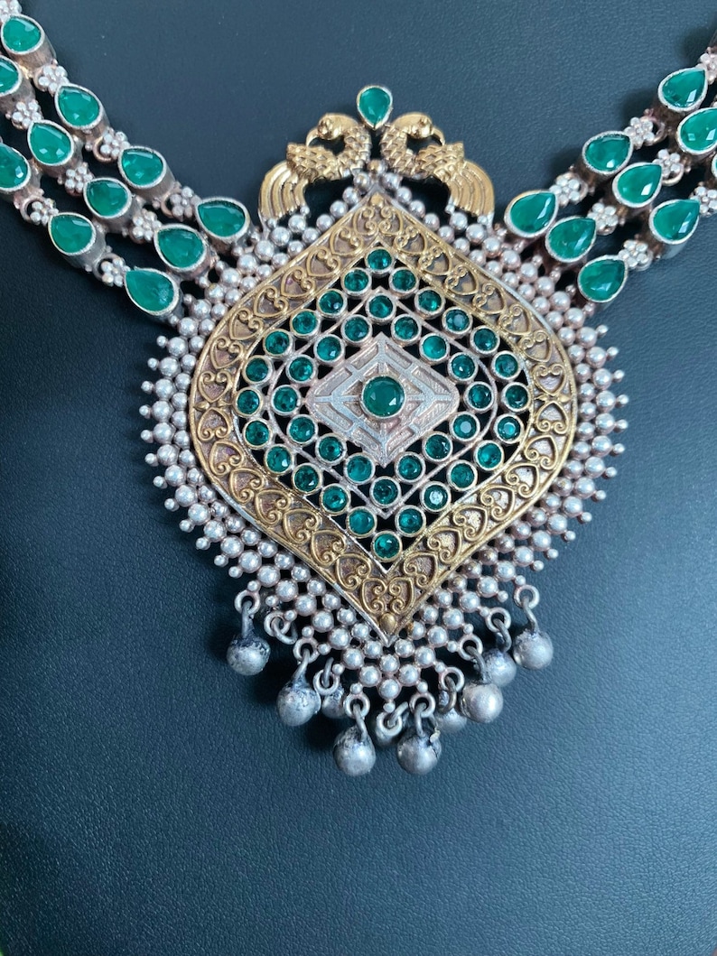 Oxidised silver and gold dual tone necklace Indian jewelry! Oxidized Jewellery !!