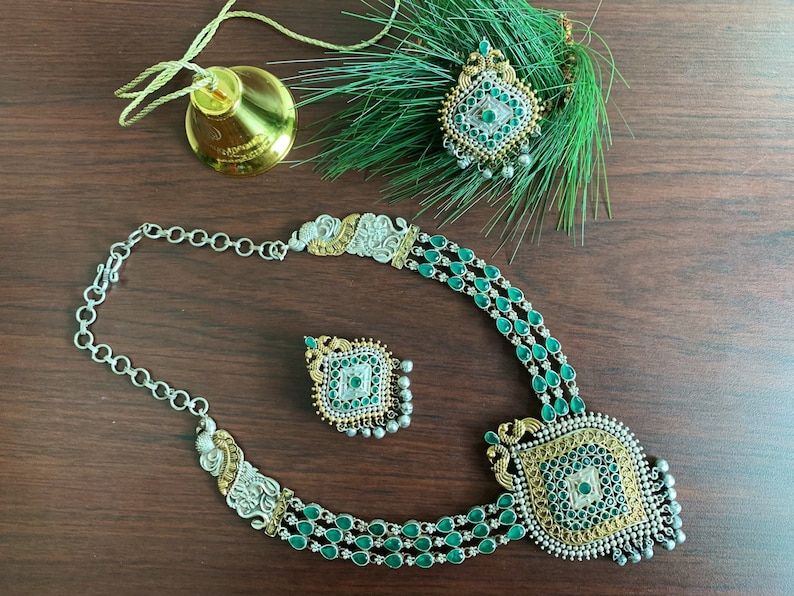 Oxidised silver and gold dual tone necklace Indian jewelry! Oxidized Jewellery !!