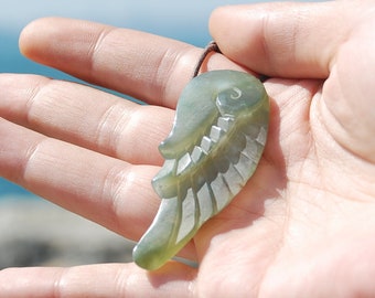 Chrysoprase Necklace, Wing Necklace, Hand Carved by Esen Akmaz