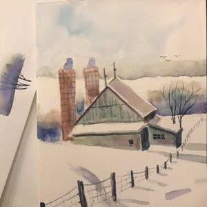 Holiday card Hand painted beautiful watercolor cards for any occasion by artist