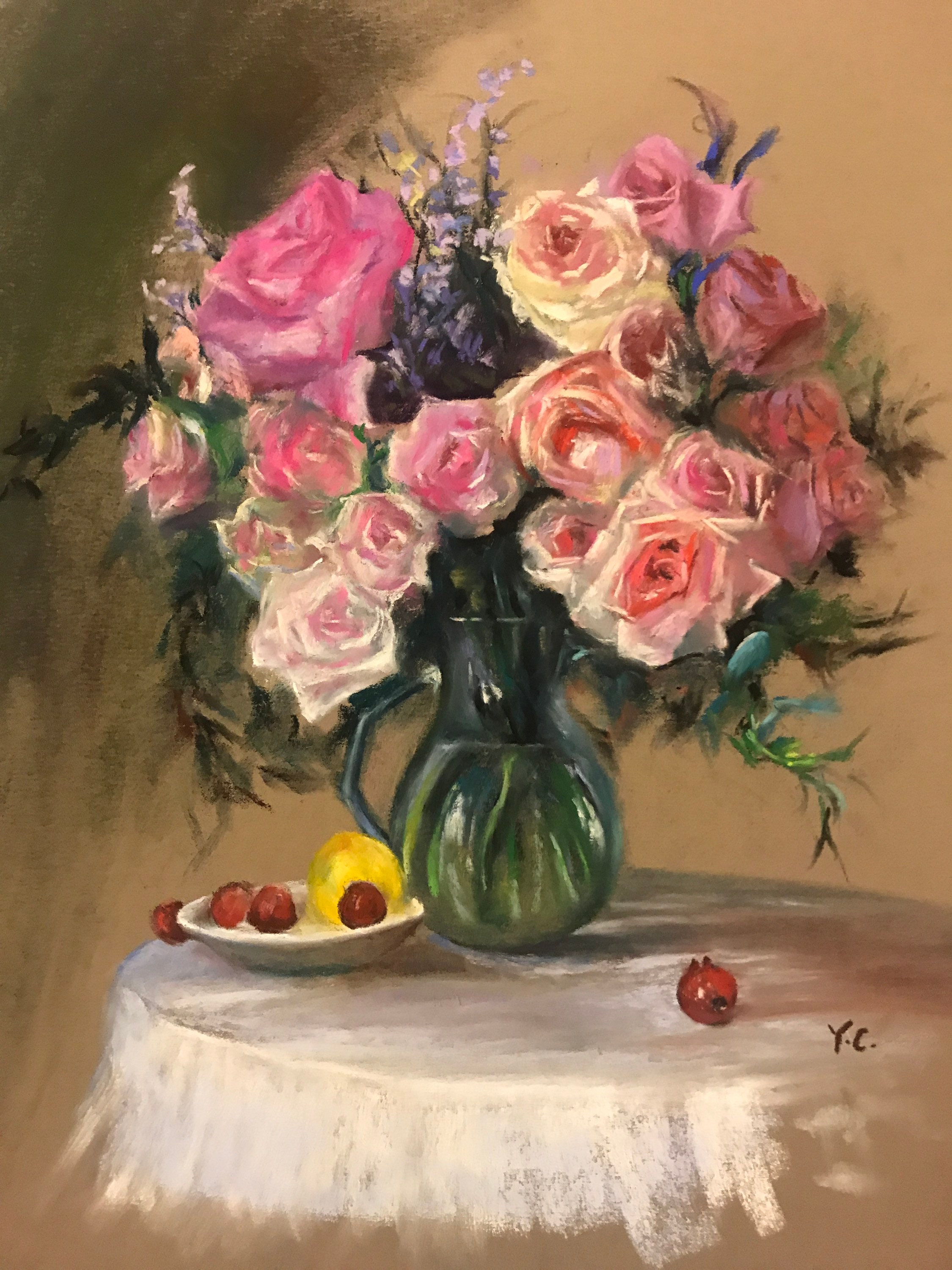 Underholde loop For nylig Original Painting Roses in Vase Soft Pastel Painting Beautiful - Etsy