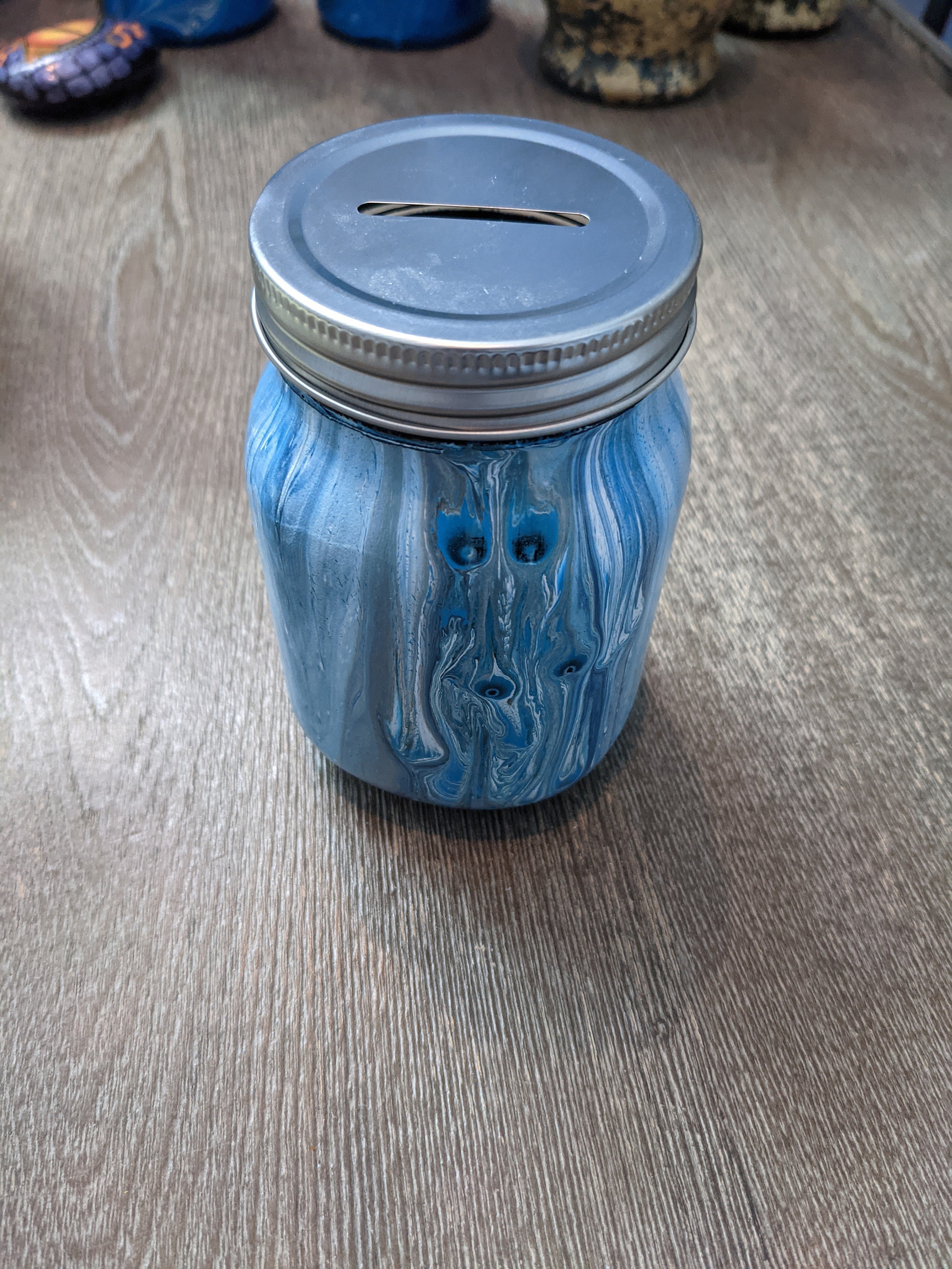 Glass Coin Jar 16OZ ACRYLIC POURED / Savings Jar / Swear Jar Etsy