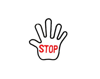 Stop Hand Iron On Patch