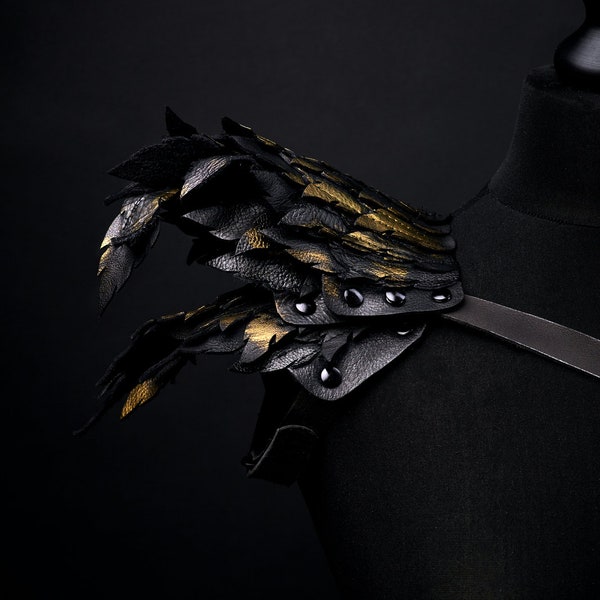 Shoulderpiece collar feather armor Shoulder armor black gold silver