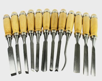 12 Piece Wood Carving Hand Chisel Tool Set Professional Woodworking Gouges Steel