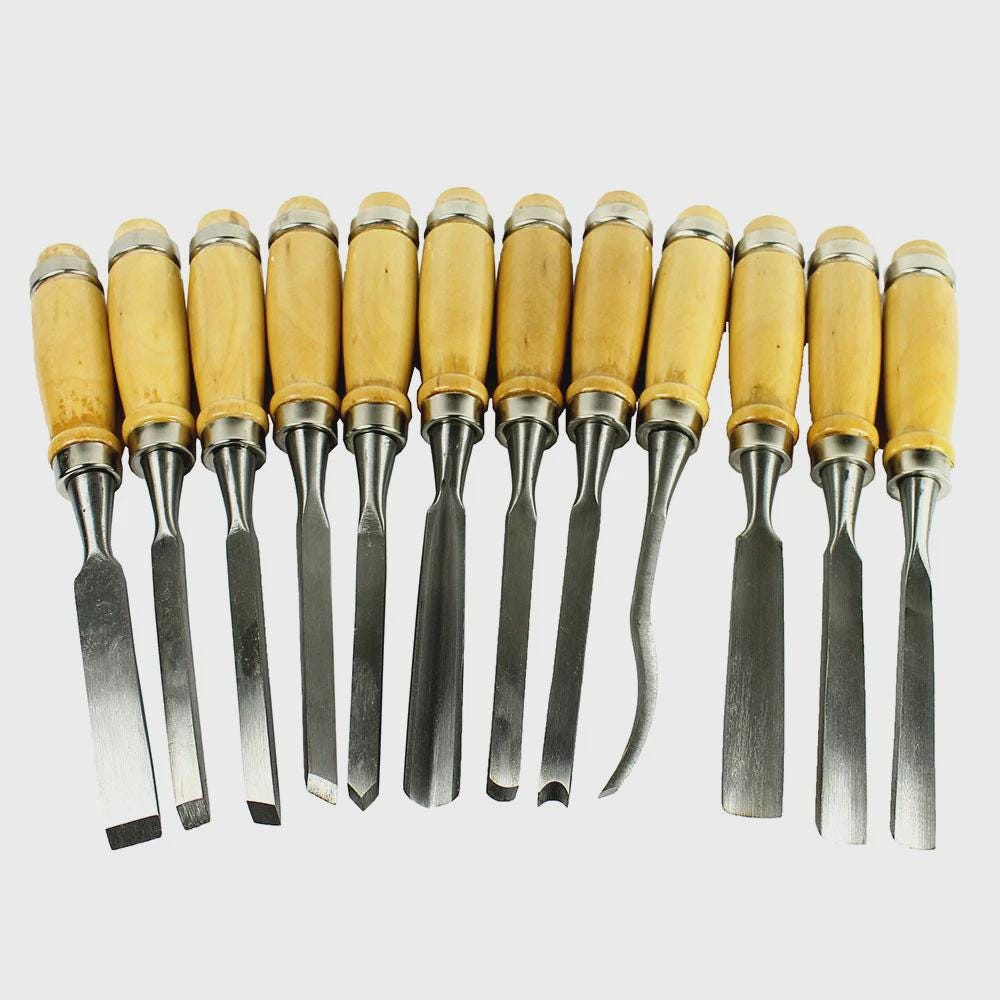 12 Piece Wood Carving Hand Chisel Tool Set Professional Woodworking ...