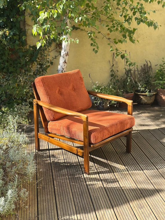 1960s Midcentury Chair in Terracota/Rust Corduroy