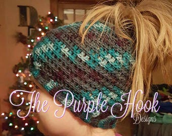 Pattern Only-Alyssa's Ponytail Hat, Ponytail Hat, Crochet Hat, Women's Gift, Handmade, DIY, Pattern, Download, Beginner Crochet Pattern