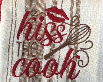 Cotton Dish Towel with Embroidered Word Art