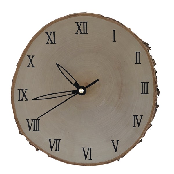 Wall clock - birch disc - size 23 - 30 cm freely selectable !   exclusive gift with sustainability