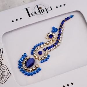 Jewel Blue | Tikka Bindi |  Festival Face Gems | Forehead Jewels | Face Crystals | Indian Bridal Accessories