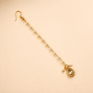 Gold Maang Tikka | Pearl Chain | Kundan Headpiece | Bridal | Wedding | Indian