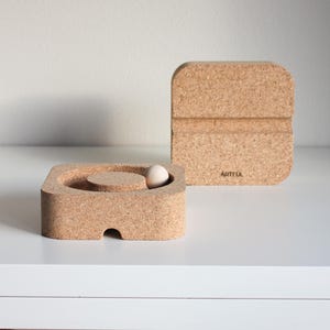 Wood and cork fragrance diffuser with sliding spheres image 5