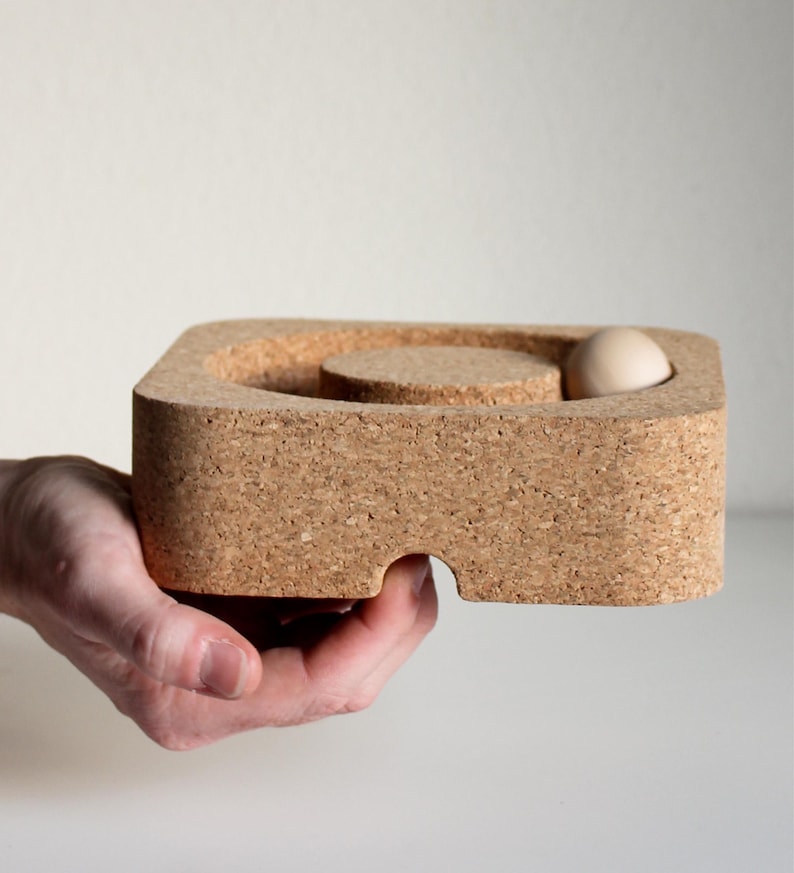 Wood and cork fragrance diffuser with sliding spheres image 1