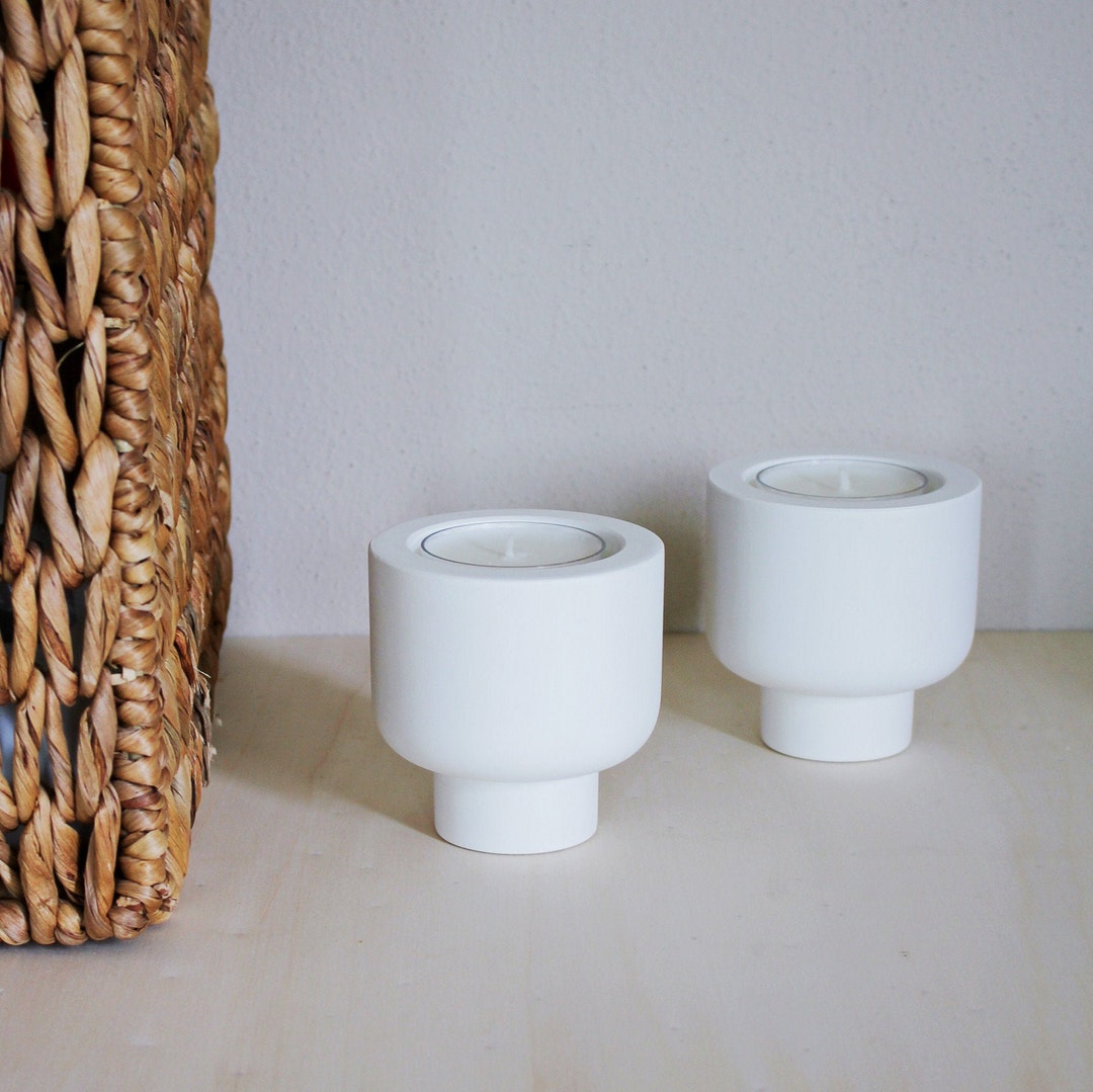 Candle Holder, White Wooden Candle Holder GIRO Etsy UK