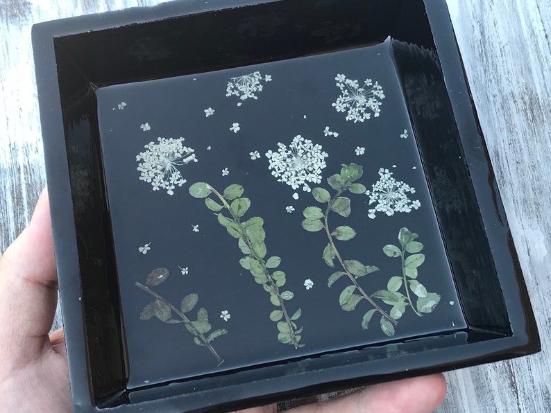 Pressed Flower Trinket Bowl Flower Bowl Dried Flower Decor, Real Flowers In Resin Trinket Dish
