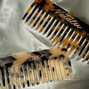 Personalized Engraved Acetate Hair Comb | Tortoise Shell Wide Tooth ...