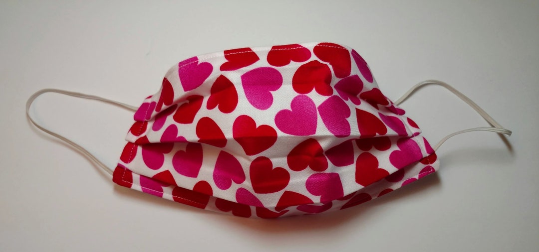 Handmade Lots of Hearts Face Masks 2 Layers of Cotton W/interfacing