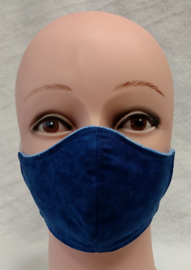 Solid Blue Plain Face Masks Child and Adult Sizes Handmade in Etsy
