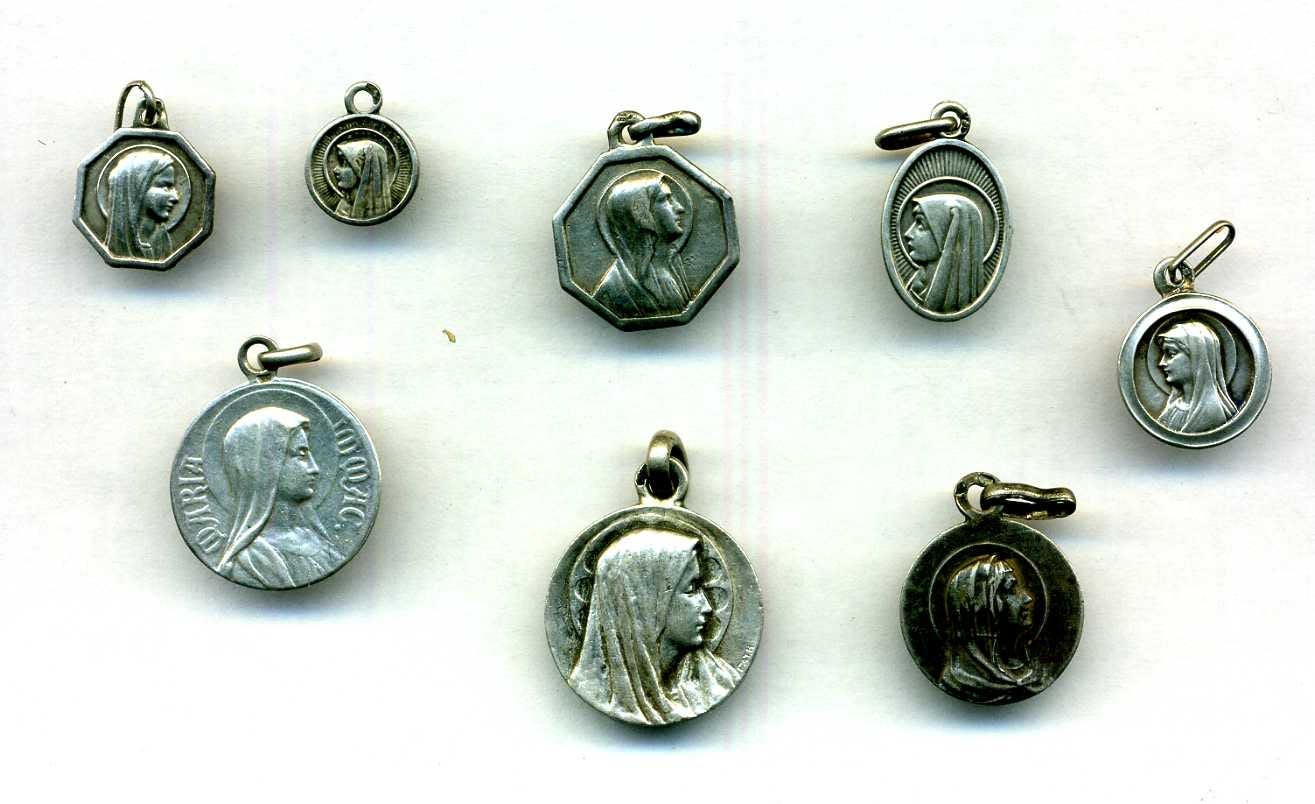 Religion - Vintage Lot de Médaille Religieuse Antique en Argent Sainte Marie 19Ème Siècle