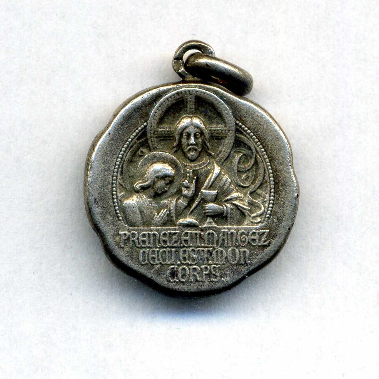 Médaille de Communion - Pendentif Antique d'époque 19Ème Médaille en Argent Sterling -