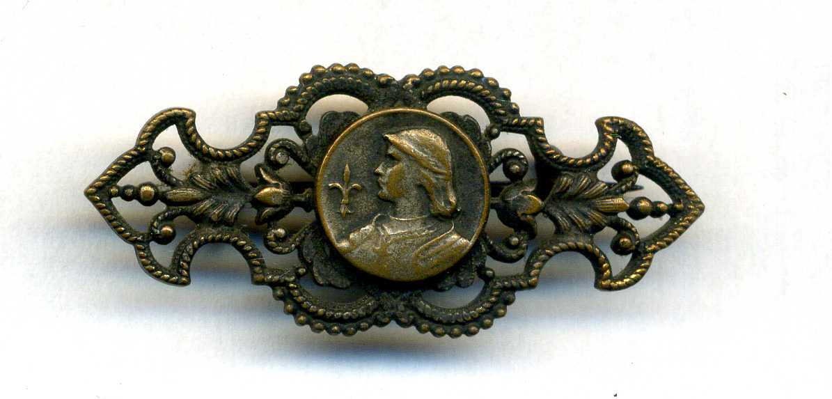 Broche en Cuivre ou Laiton de Jeanne d'arc